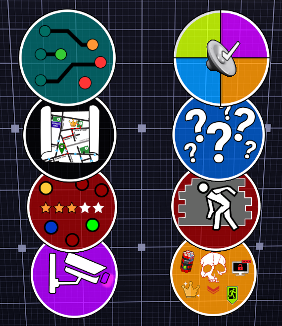 Icons for each of the eight Global Manager classes