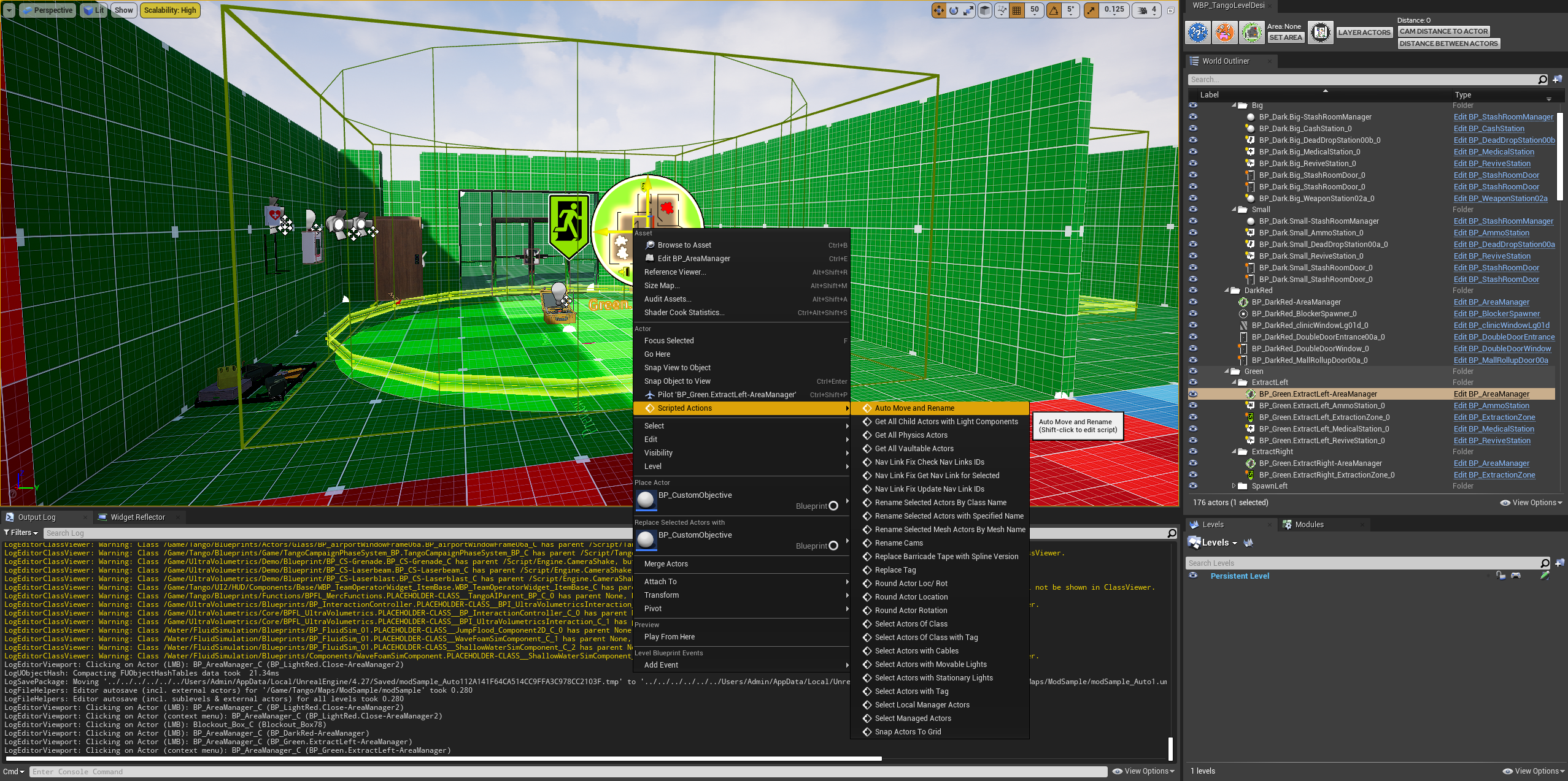 Right-click Scripted Actions menu showing the AutoMoveAndRename function