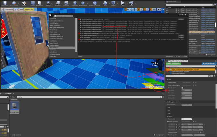 The Map Check window reporting misconfigured Marker Components