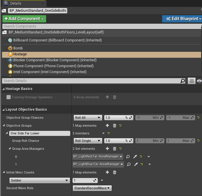 An Objective Component's spawning variables including ObjectiveGroupChances and ObjectiveGroups
